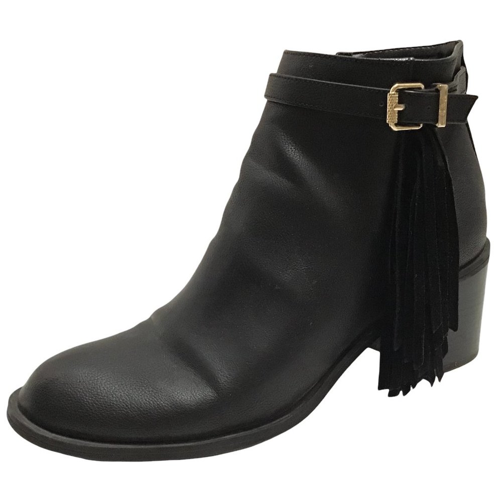 Sam Edelman Jolie Leather Black Circus Ankle Boots Booties Fringe Womens 10